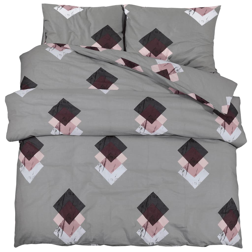 Bettwäsche-Set Grau 155X220 Cm Baumwolle Mehrfarbig