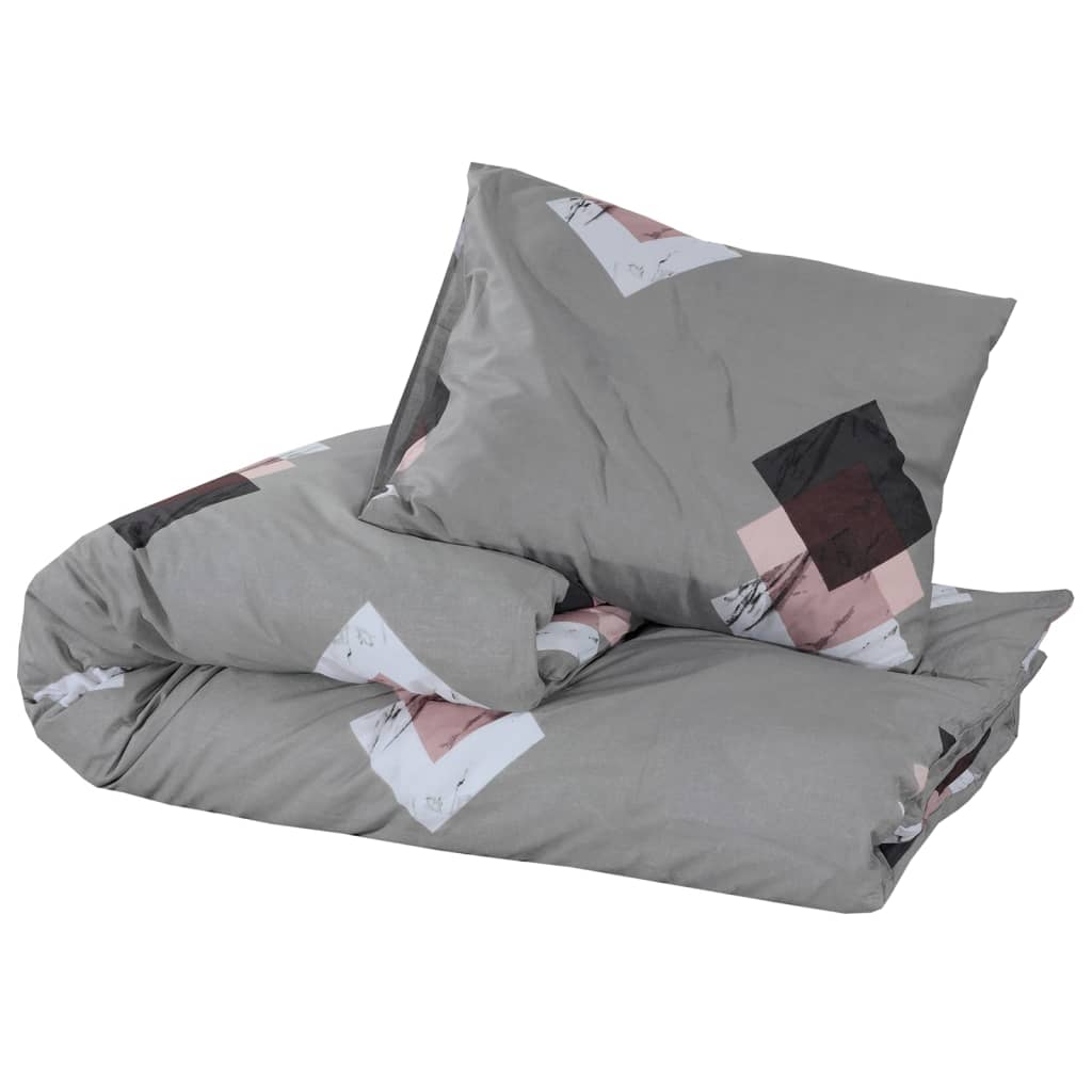 Bettwäsche-Set Grau 155X220 Cm Baumwolle Mehrfarbig