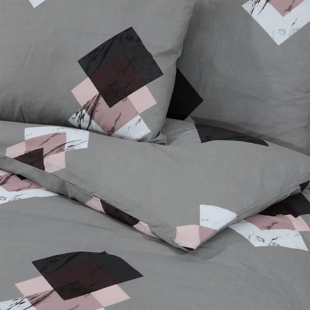 Bettwäsche-Set Grau 155X220 Cm Baumwolle Mehrfarbig