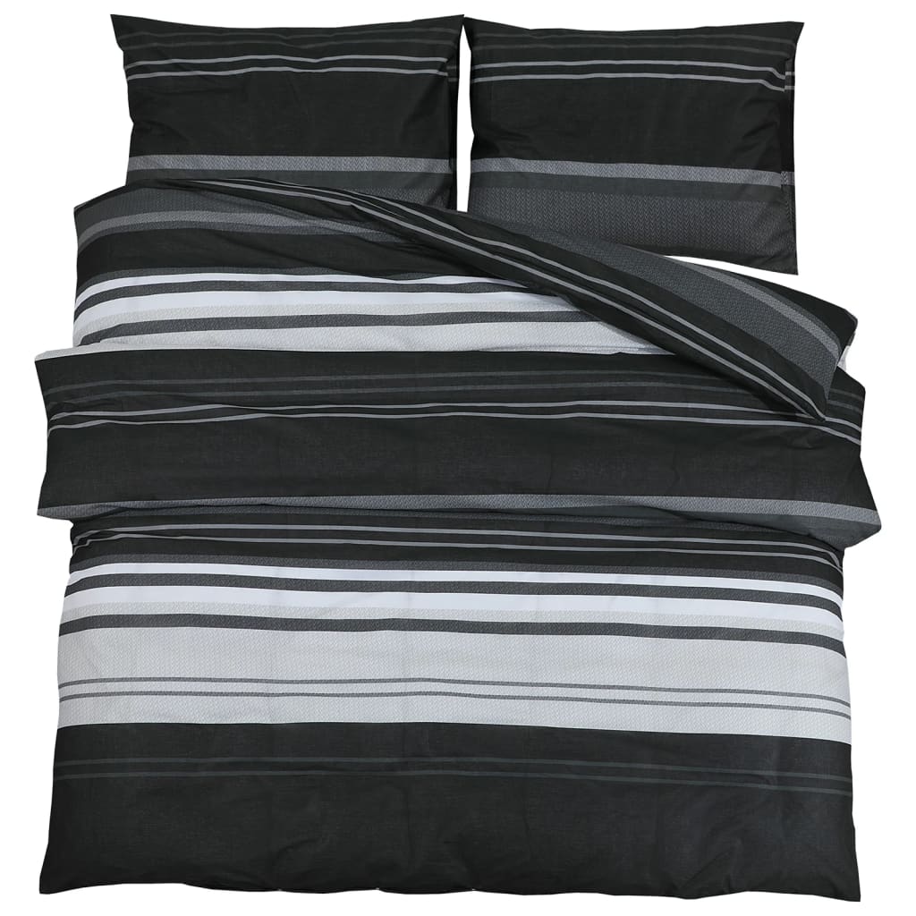 Bettwäsche-Set Schwarz Und Weiß 260X240 Cm Baumwolle Schwarze Streifen