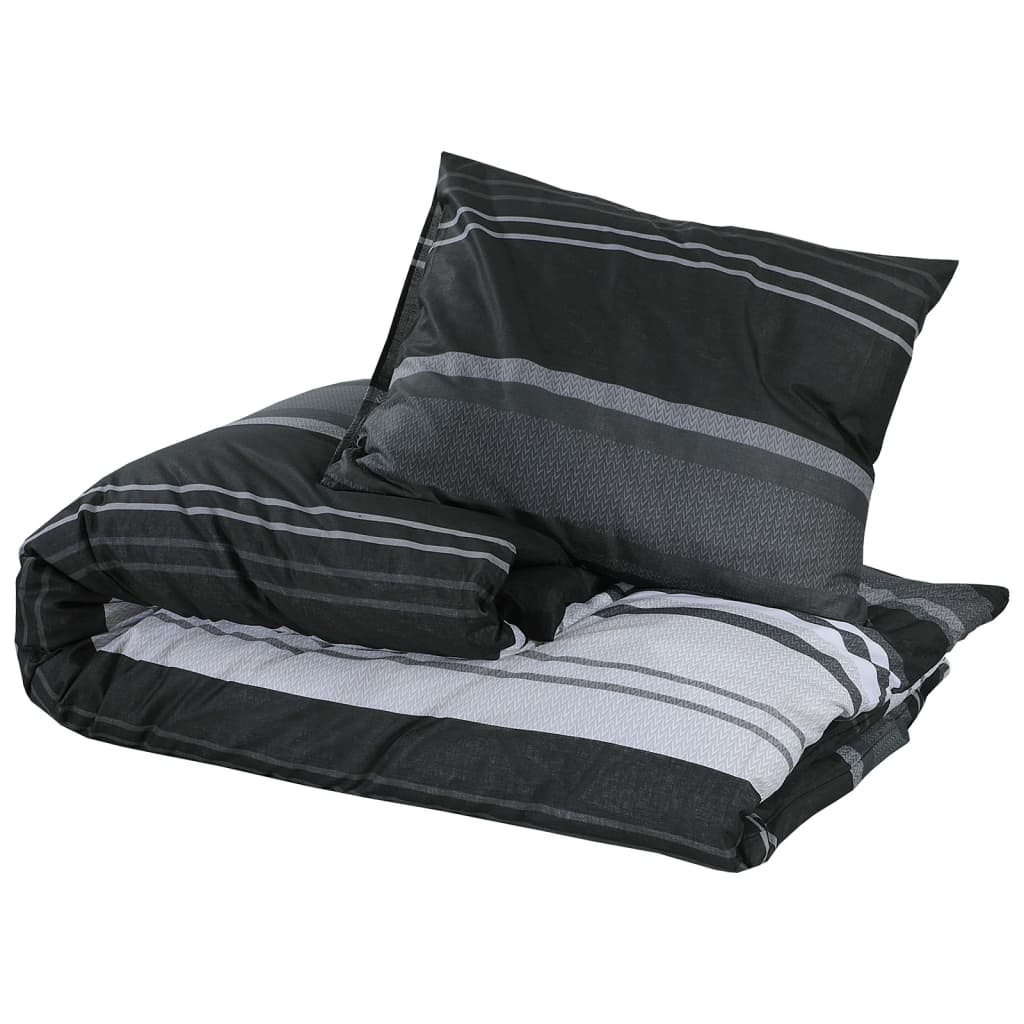 Bettwäsche-Set Schwarz Und Weiß 260X240 Cm Baumwolle Schwarze Streifen