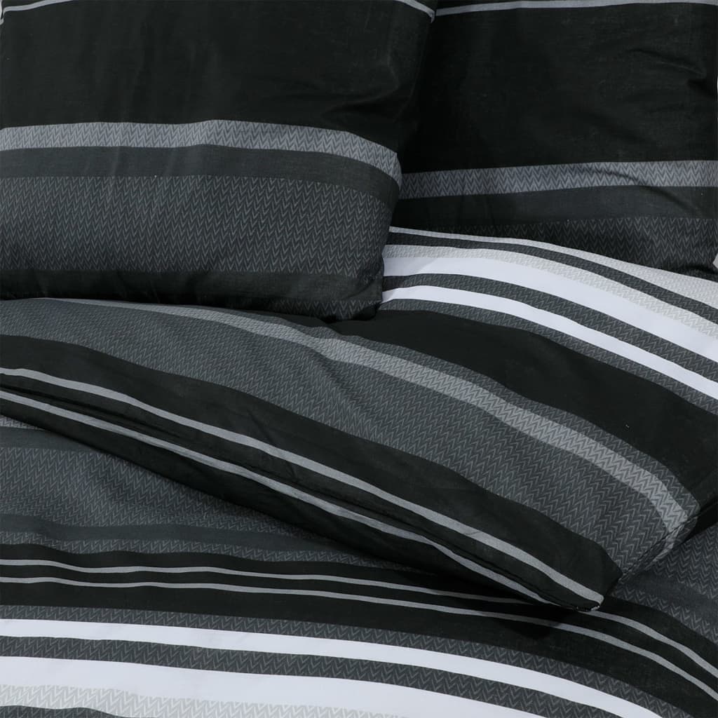 Bettwäsche-Set Schwarz Und Weiß 260X240 Cm Baumwolle Schwarze Streifen