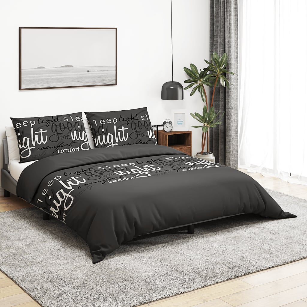 Bettwäsche-Set Schwarz 260X240 Cm Baumwolle Schwarz Und Weiß
