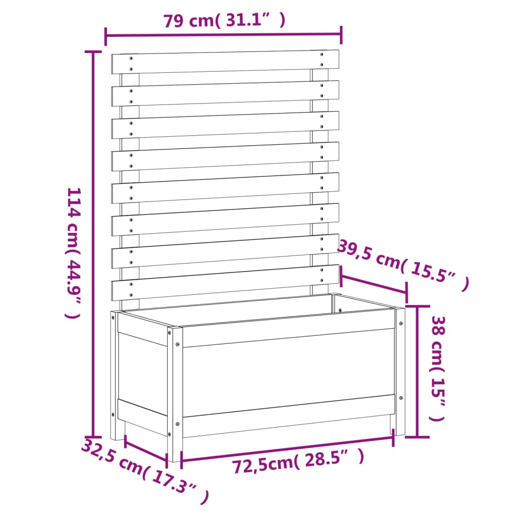 Pflanzkübel Mit Rankhilfe 79X39,5X114 Cm Massivholz Douglasie