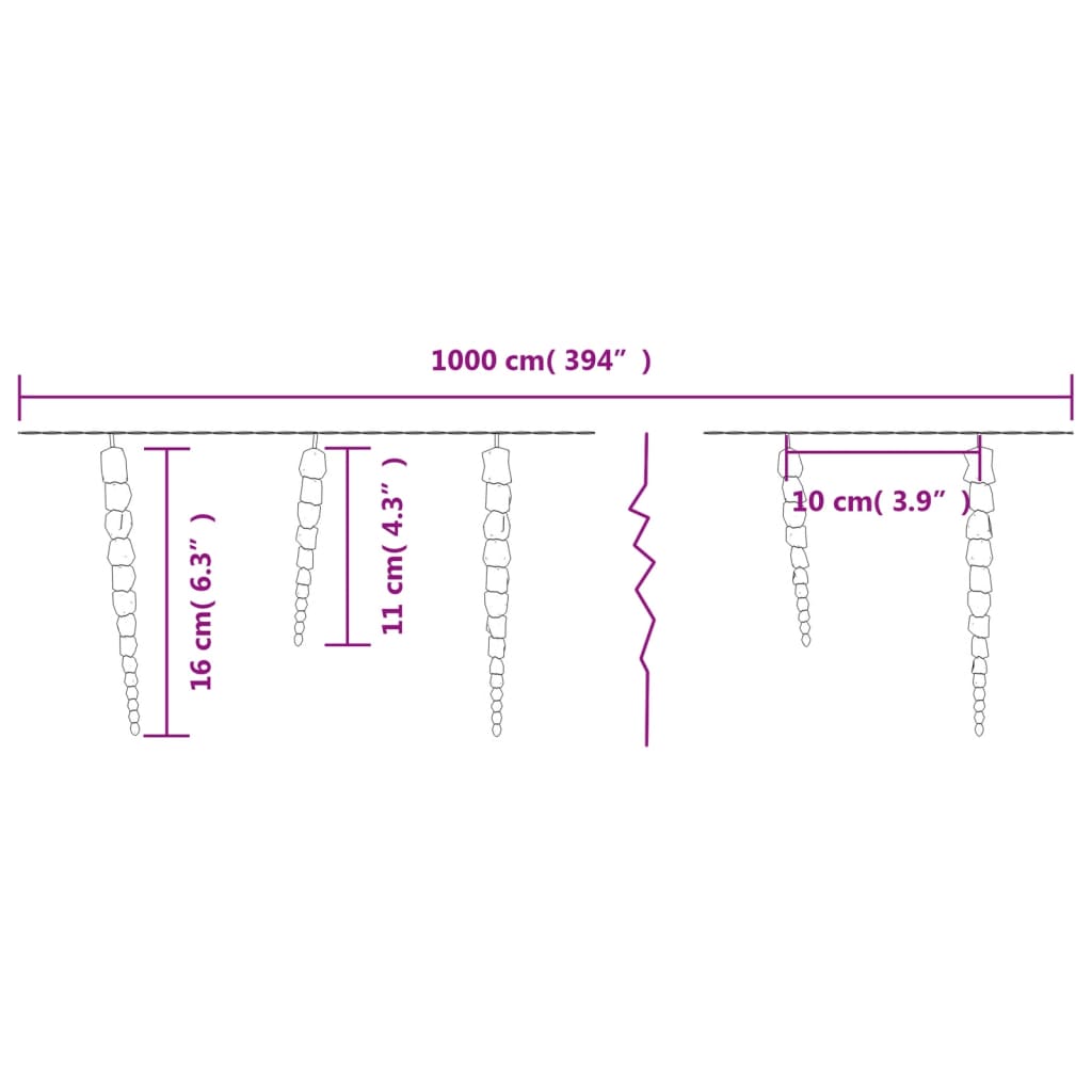 Weihnachts-Eiszapfen-Licht 100 Leds 10 M Acryl Pvc Warmweiß