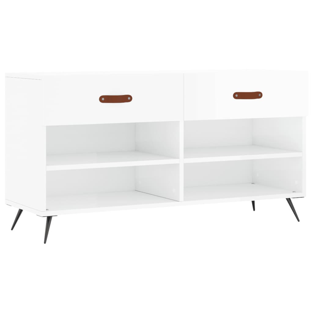 Schuhbank 102X35X55 Cm Holzwerkstoff Hochglanz-Weiß