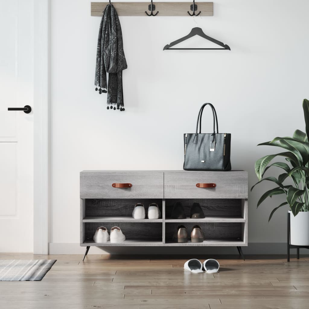 Schuhbank 102X35X55 Cm Holzwerkstoff Grau Sonoma