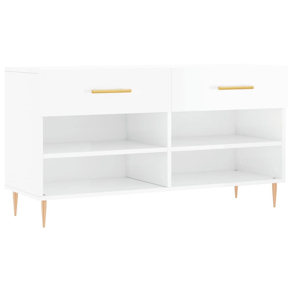 Schuhbank 102X35X55 Cm Holzwerkstoff Hochglanz-Weiß