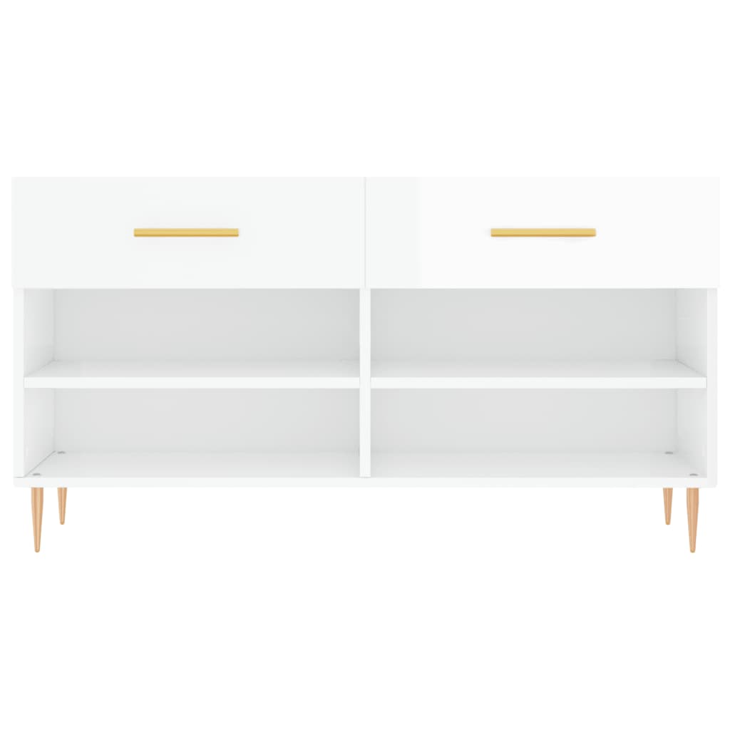Schuhbank 102X35X55 Cm Holzwerkstoff Hochglanz-Weiß