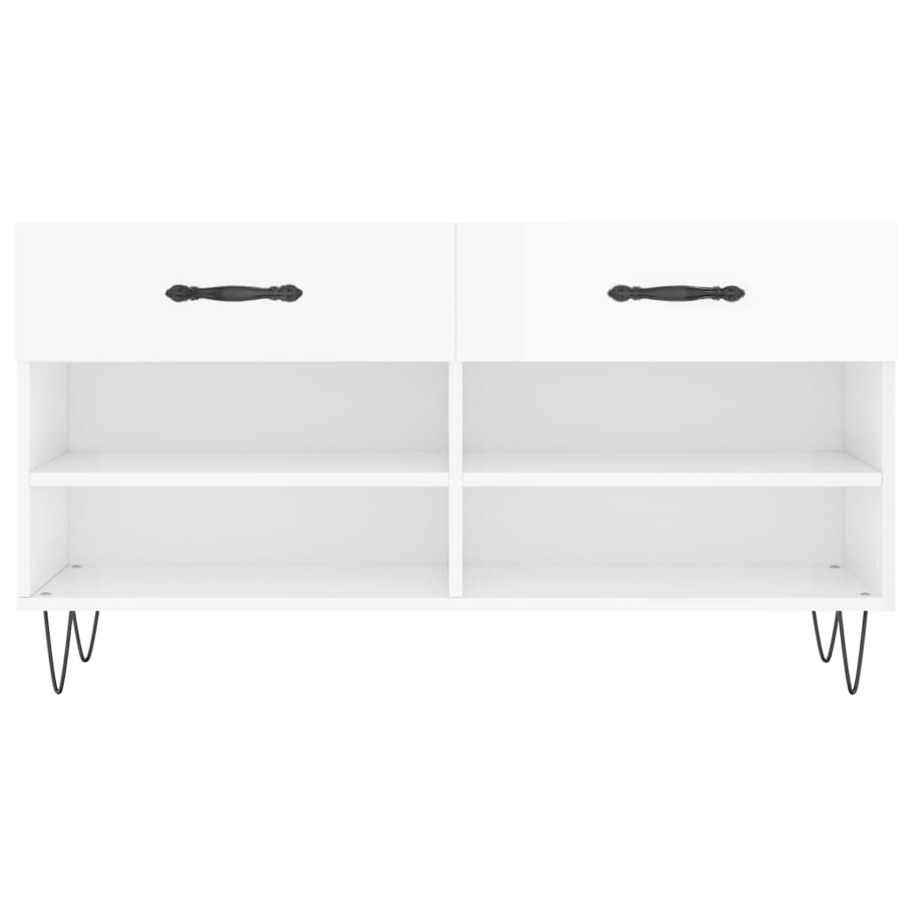 Schuhbank 102X35X55 Cm Holzwerkstoff Hochglanz-Weiß