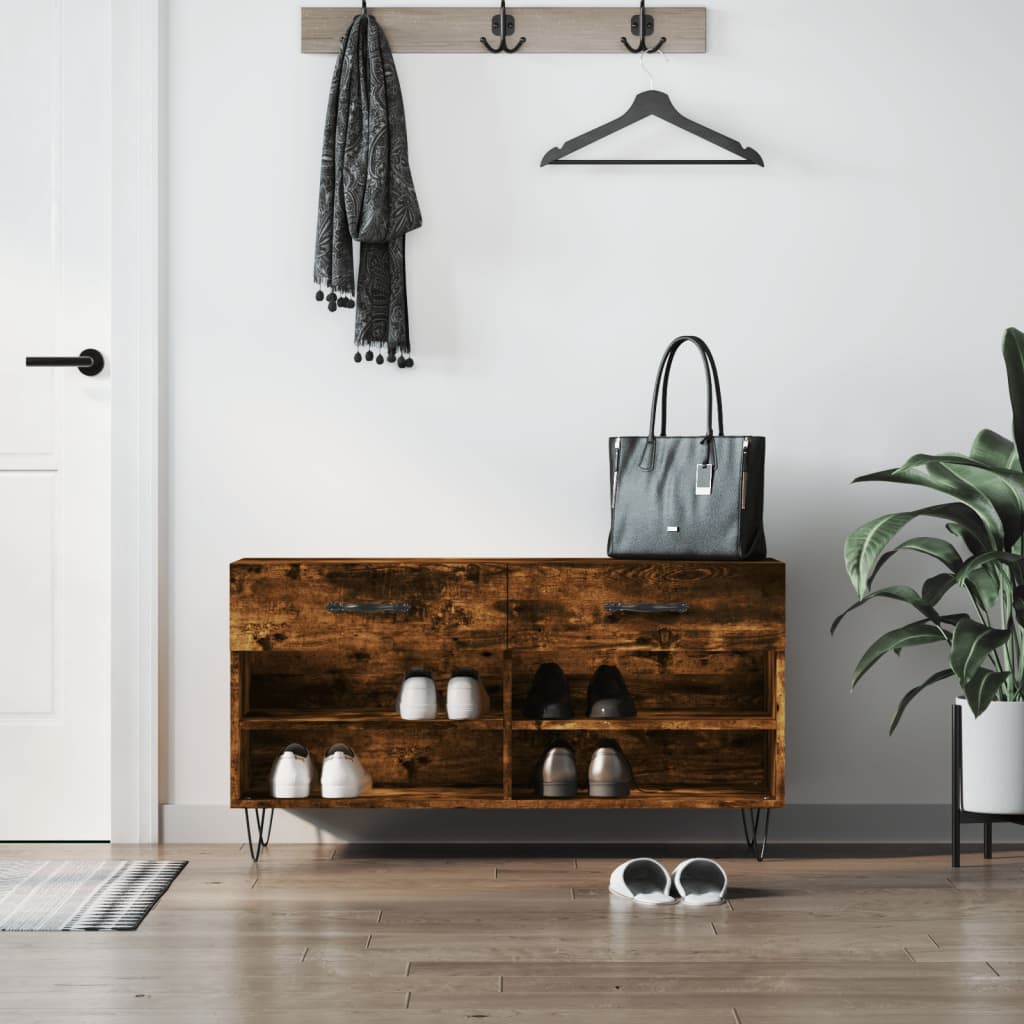 Schuhbank 102X35X55 Cm Holzwerkstoff Räuchereiche