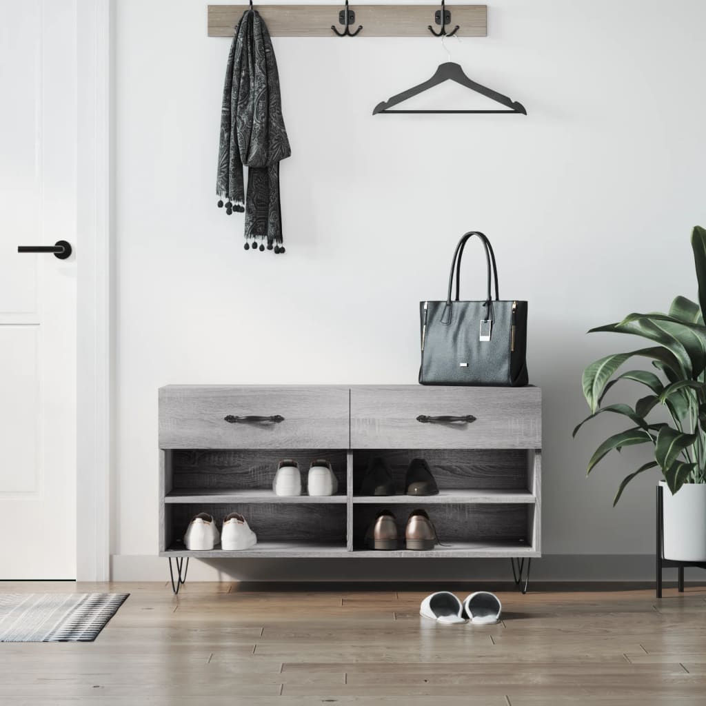 Schuhbank 102X35X55 Cm Holzwerkstoff Grau Sonoma