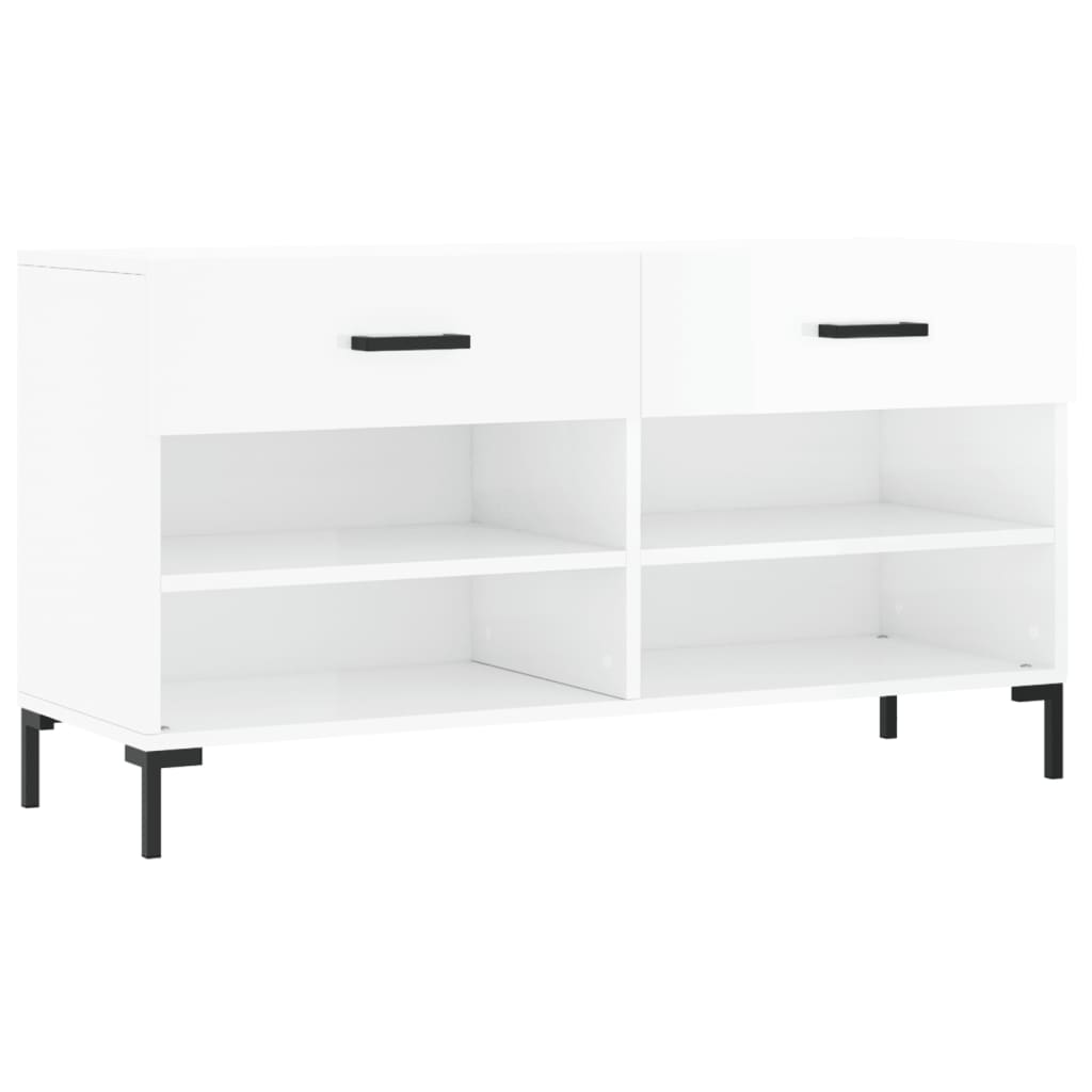 Schuhbank 102X35X55 Cm Holzwerkstoff Hochglanz-Weiß