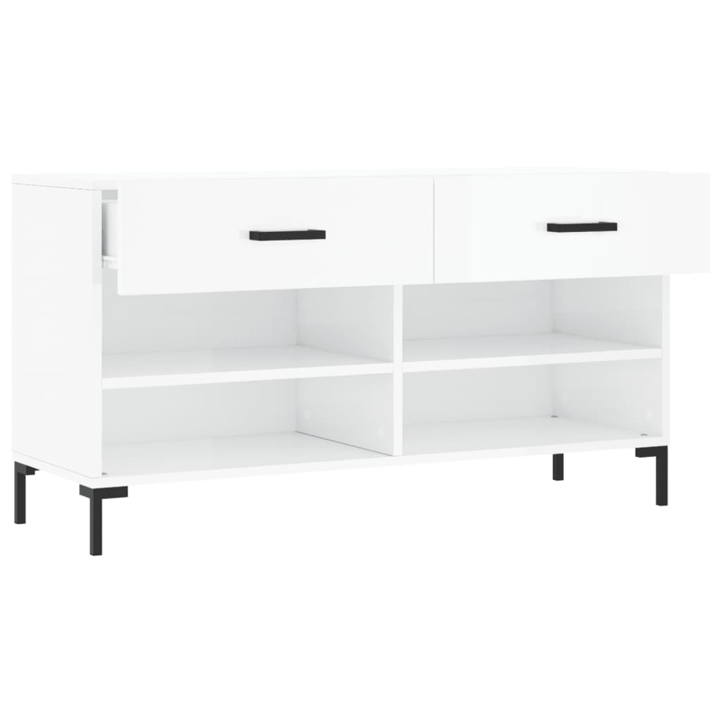 Schuhbank 102X35X55 Cm Holzwerkstoff Hochglanz-Weiß
