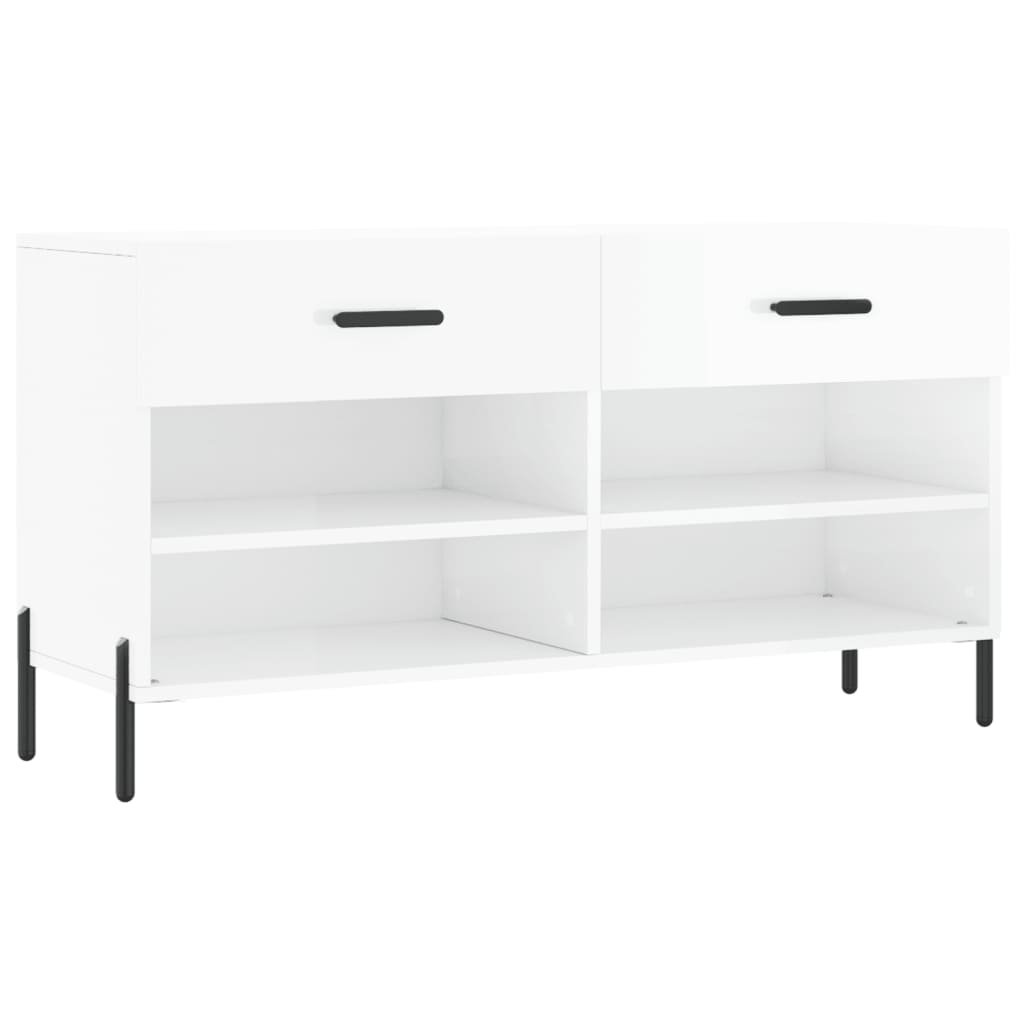 Schuhbank 102X35X55 Cm Holzwerkstoff Hochglanz-Weiß