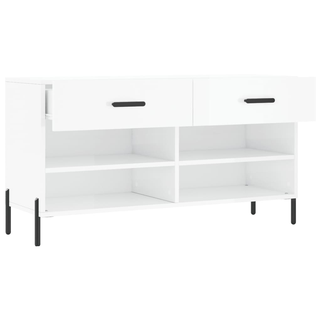 Schuhbank 102X35X55 Cm Holzwerkstoff Hochglanz-Weiß