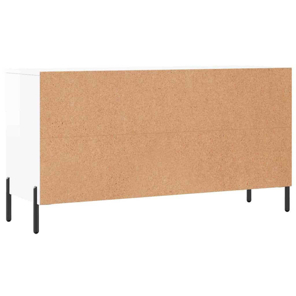 Schuhbank 102X35X55 Cm Holzwerkstoff Hochglanz-Weiß