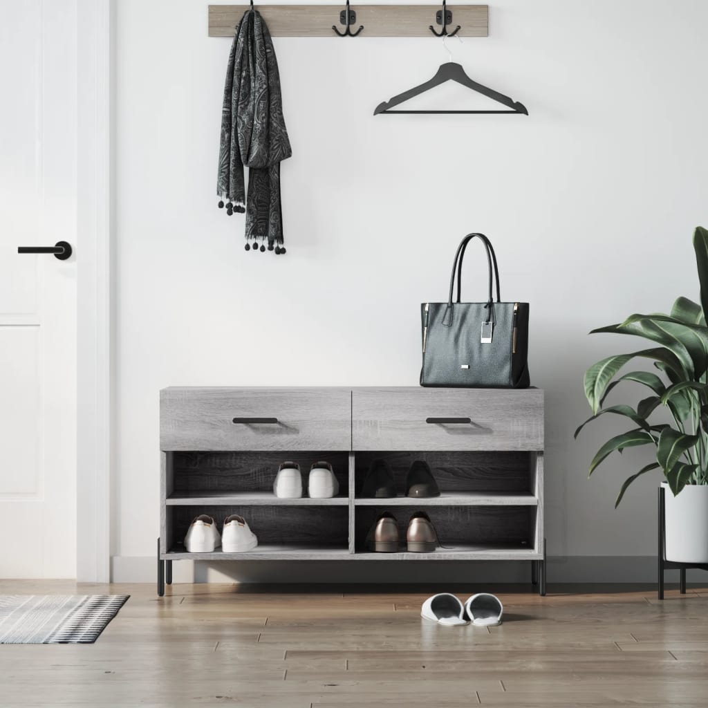 Schuhbank 102X35X55 Cm Holzwerkstoff Grau Sonoma
