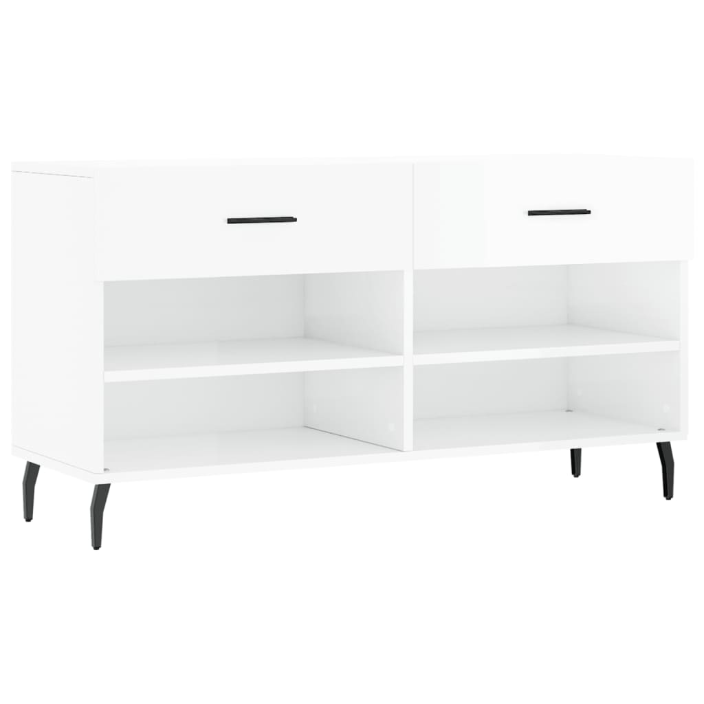 Schuhbank 102X35X55 Cm Holzwerkstoff Hochglanz-Weiß