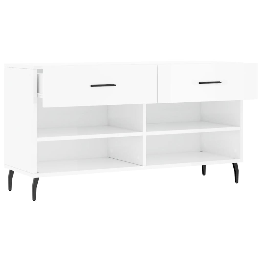 Schuhbank 102X35X55 Cm Holzwerkstoff Hochglanz-Weiß
