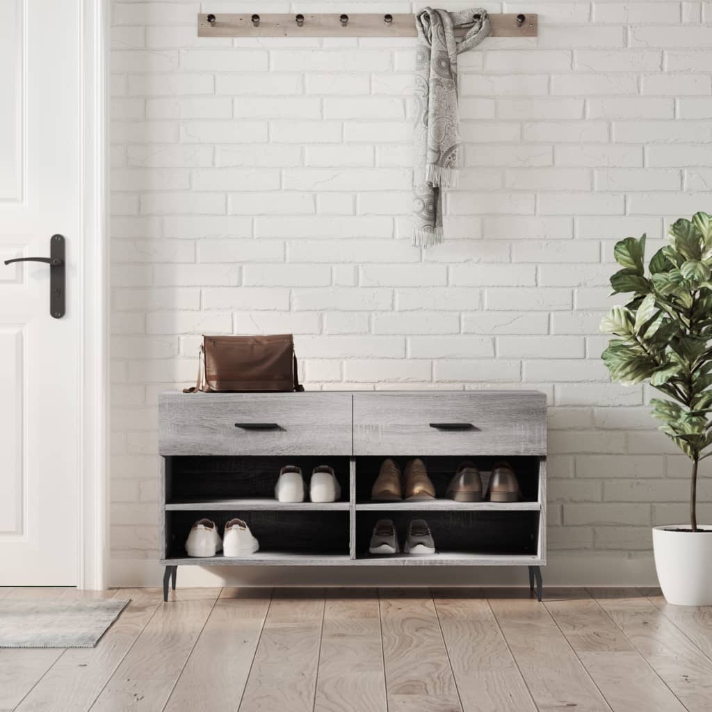 Schuhbank 102X35X55 Cm Holzwerkstoff Grau Sonoma