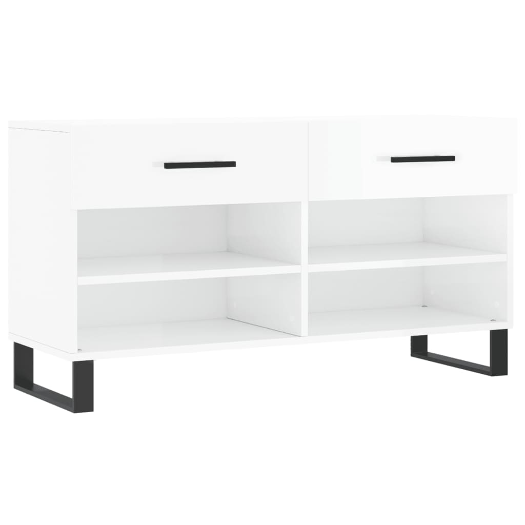 Schuhbank 102X35X55 Cm Holzwerkstoff Hochglanz-Weiß
