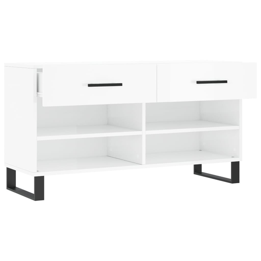 Schuhbank 102X35X55 Cm Holzwerkstoff Hochglanz-Weiß