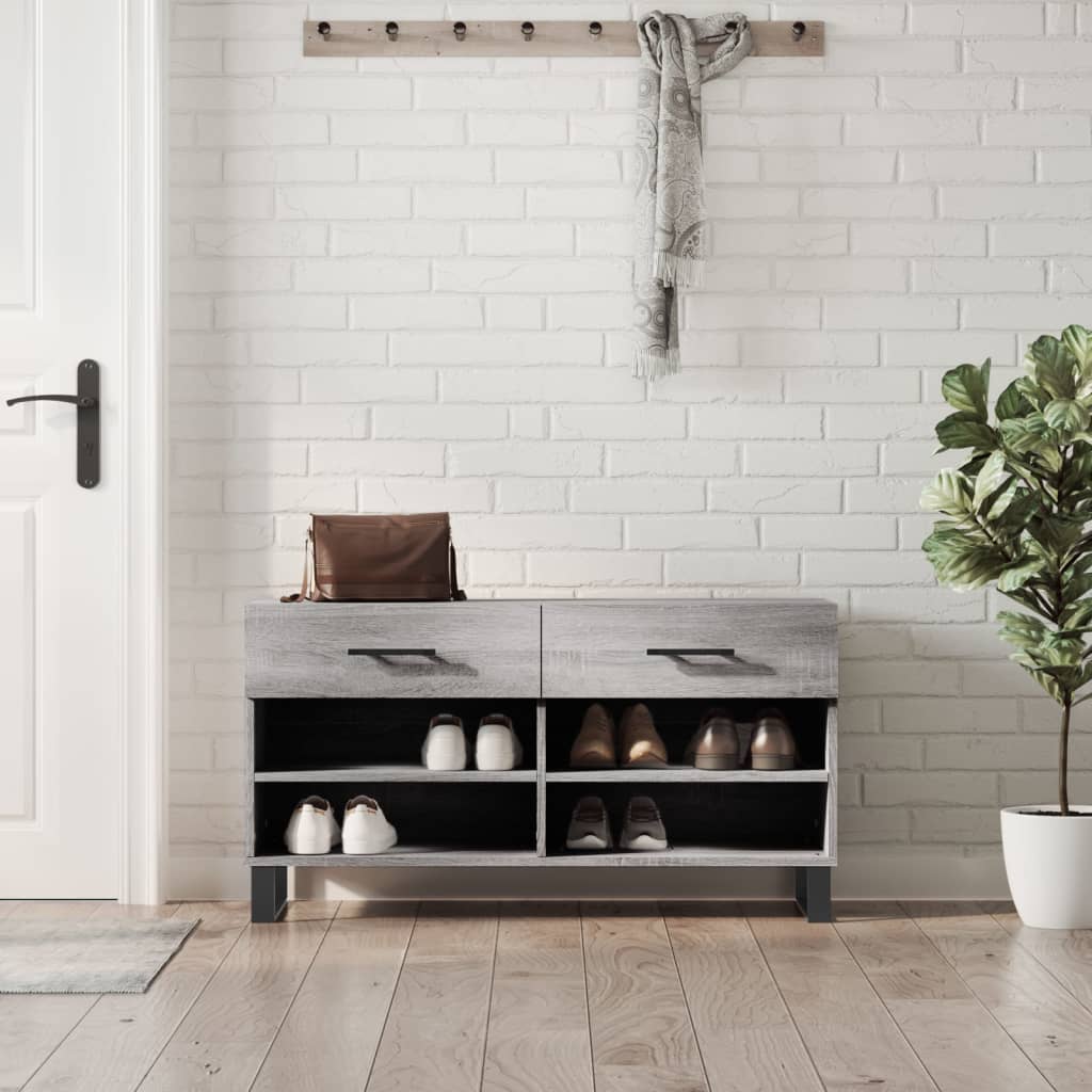 Schuhbank 102X35X55 Cm Holzwerkstoff Grau Sonoma