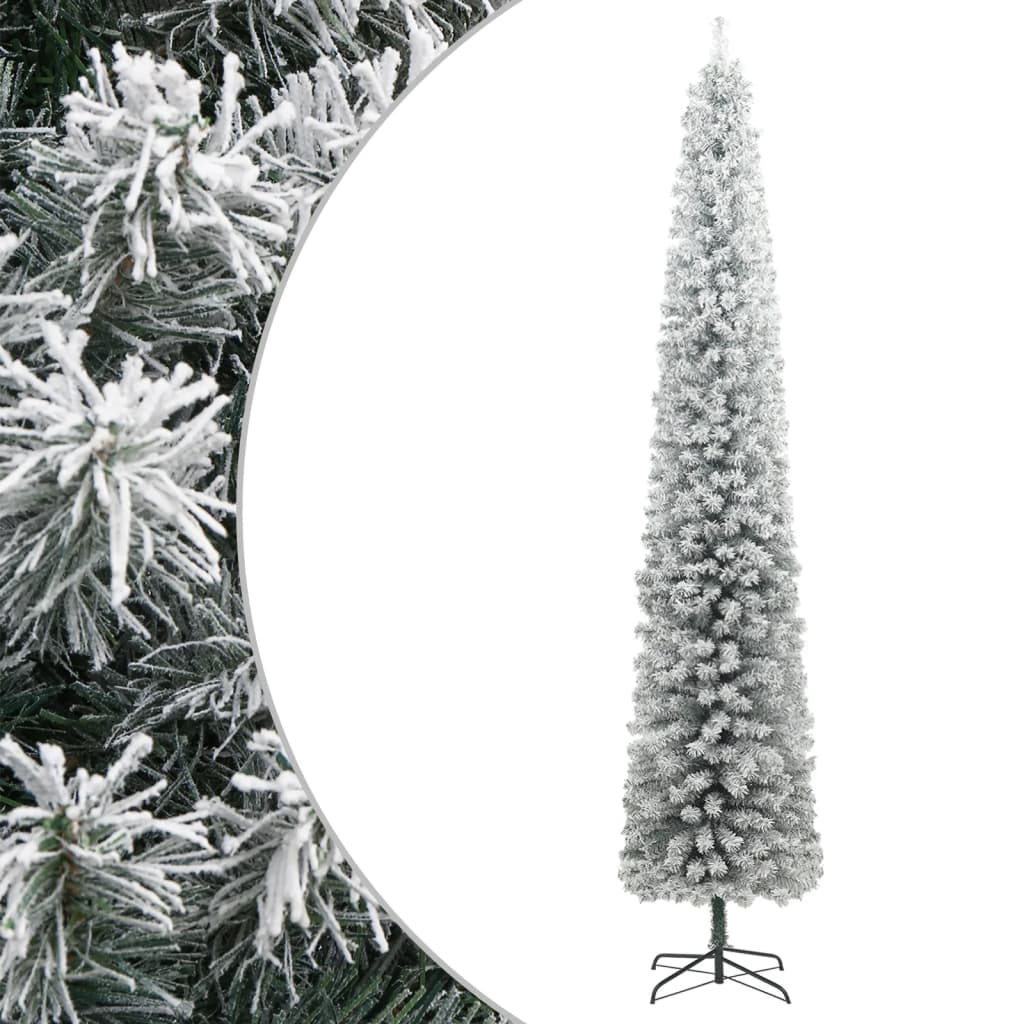 Künstlicher Weihnachtsbaum Schlank Mit Schnee Grün Pvc Grün Und Weiß