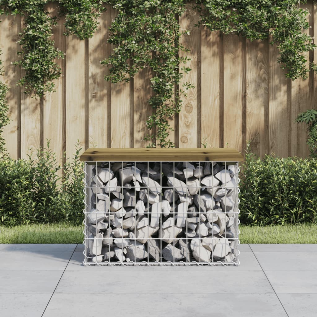 Gartenbank Aus Gabionen Massivholz Kiefer