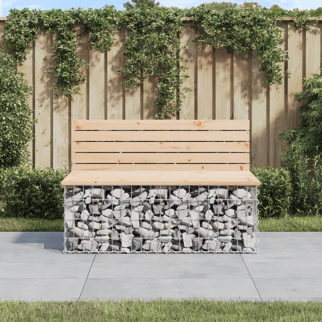 Gartenbank Aus Gabionen 122X71X65,5 Cm Massivholz Kiefer