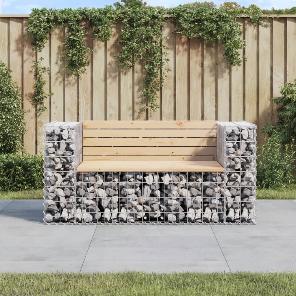 Gartenbank Aus Gabionen 122X71X65,5 Cm Massivholz Kiefer