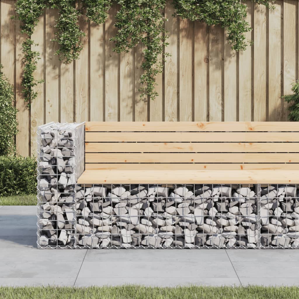 Gartenbank Aus Gabionen 122X71X65,5 Cm Massivholz Kiefer