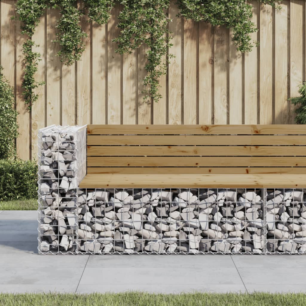 Gartenbank Aus Gabionen 122X71X65,5 Cm Massivholz Kiefer