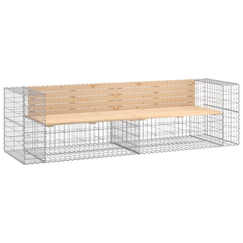 Gartenbank Aus Gabionen 244X71X65,5 Cm Massivholz Kiefer