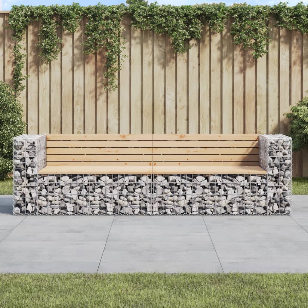Gartenbank Aus Gabionen 244X71X65,5 Cm Massivholz Kiefer