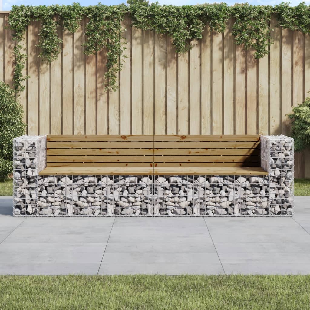 Gartenbank Aus Gabionen 244X71X65,5 Cm Massivholz Kiefer