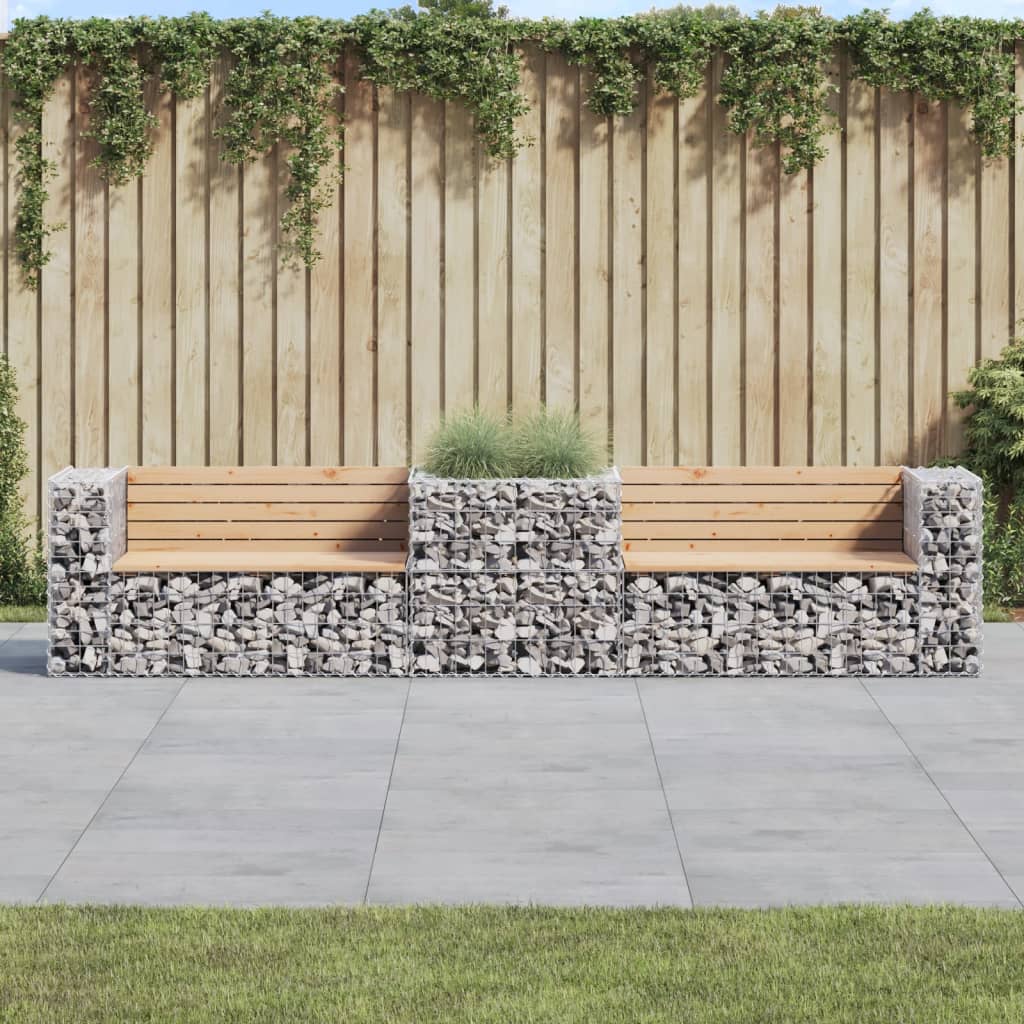 Gartenbank Mit Gabione Massivholz Kiefer