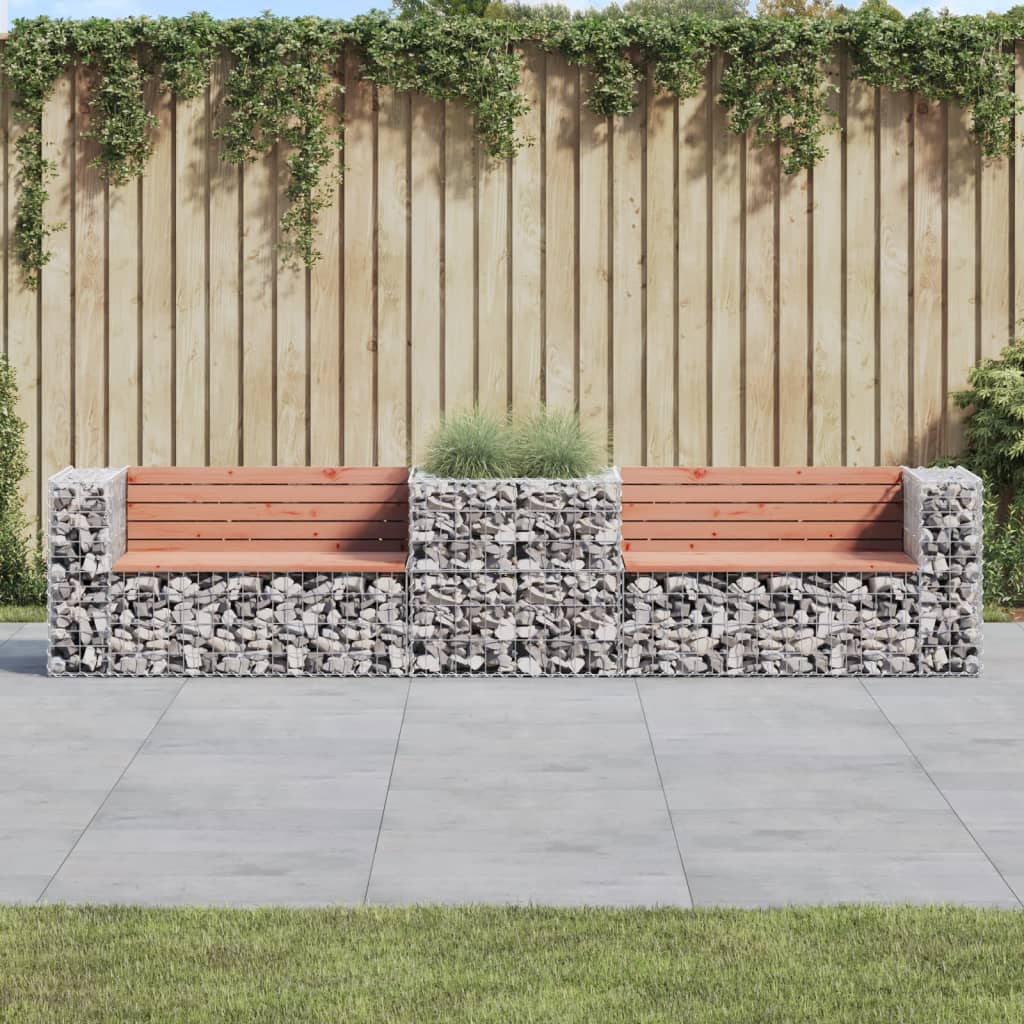 Gartenbank Mit Gabione Massivholz Kiefer
