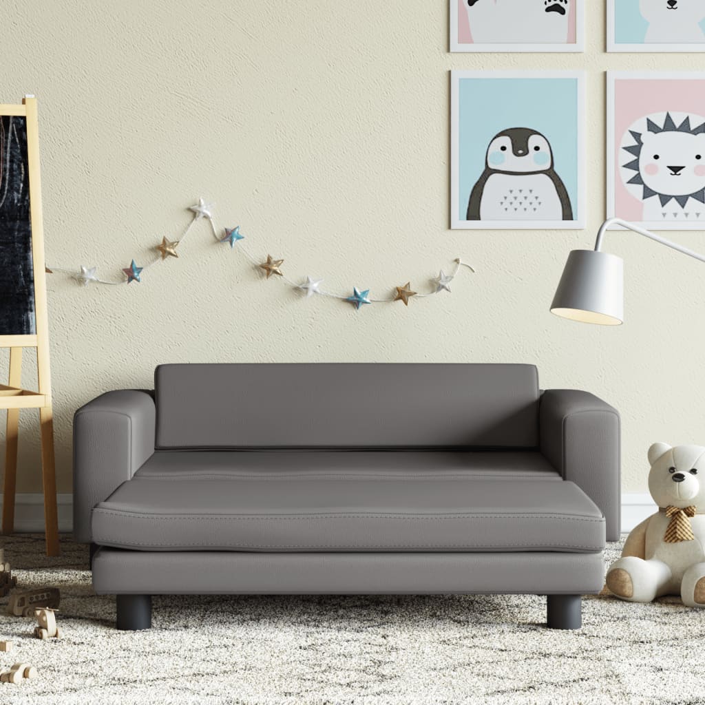 Kindersofa Mit Hocker 100X50X30 Cm Kunstleder