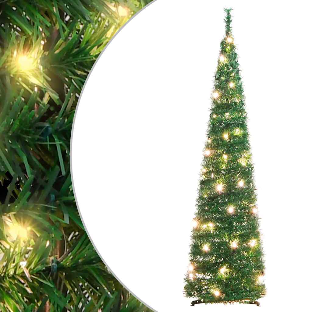 Künstlicher Pop-Up-Weihnachtsbaum Mit Beleuchtung Grün 150 Cm Weiß