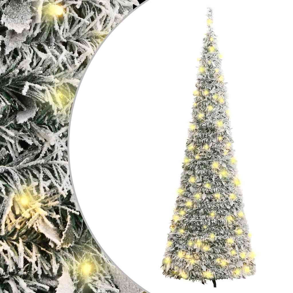 Pop-Up-Weihnachtsbaum Künstlich Beschneit 200 Leds Weiß