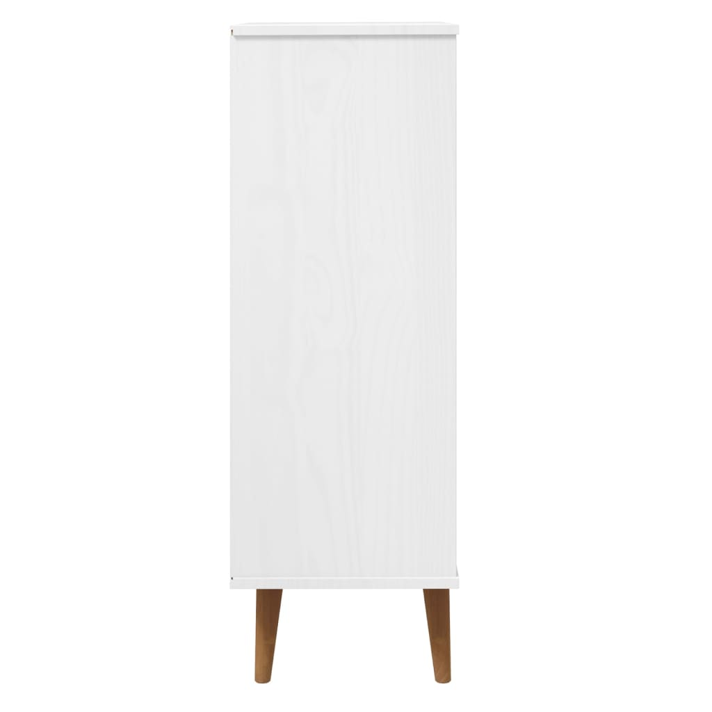 Schuhschrank Molde 59,5X35X103 Cm Massivholz Kiefer Weiß