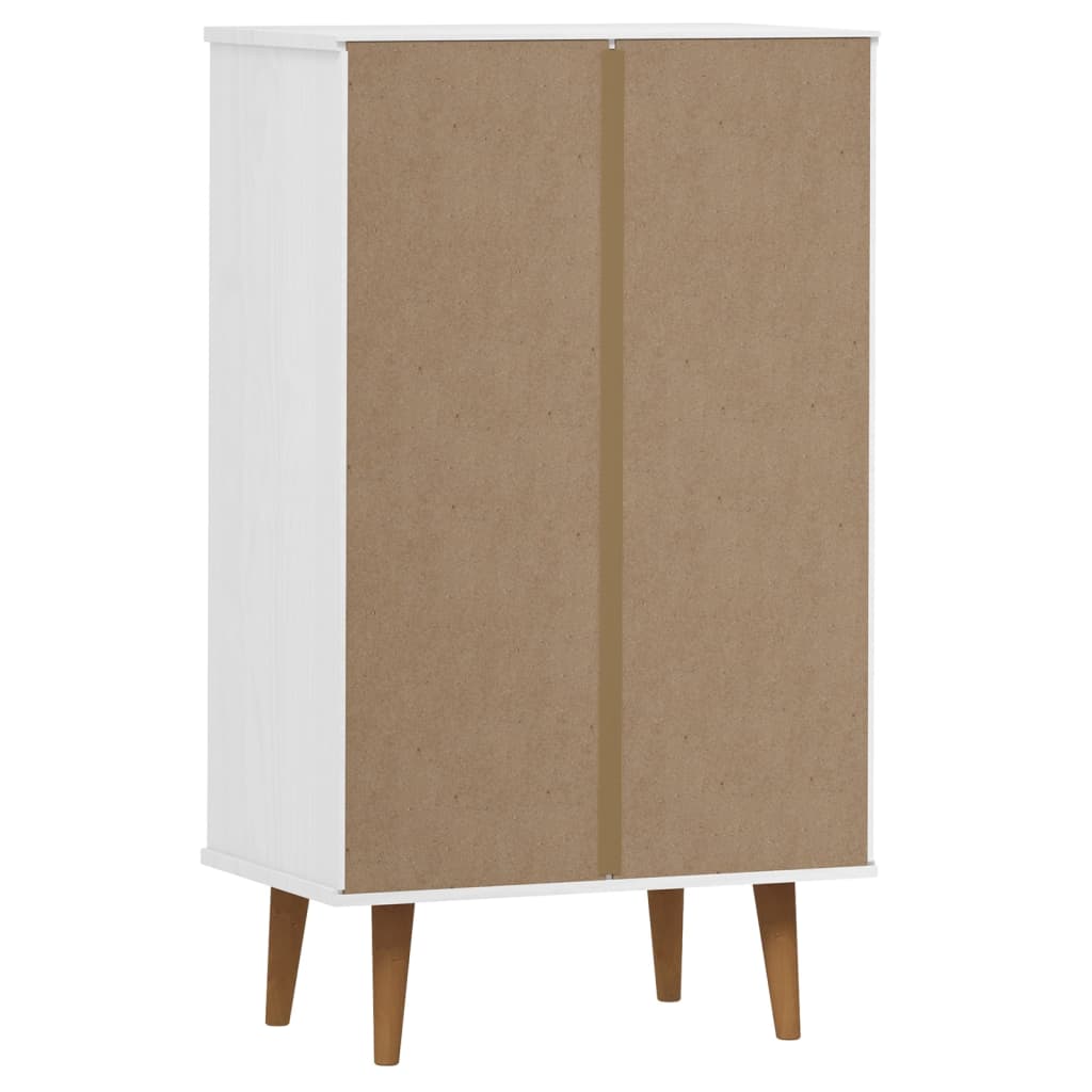 Schuhschrank Molde 59,5X35X103 Cm Massivholz Kiefer Weiß
