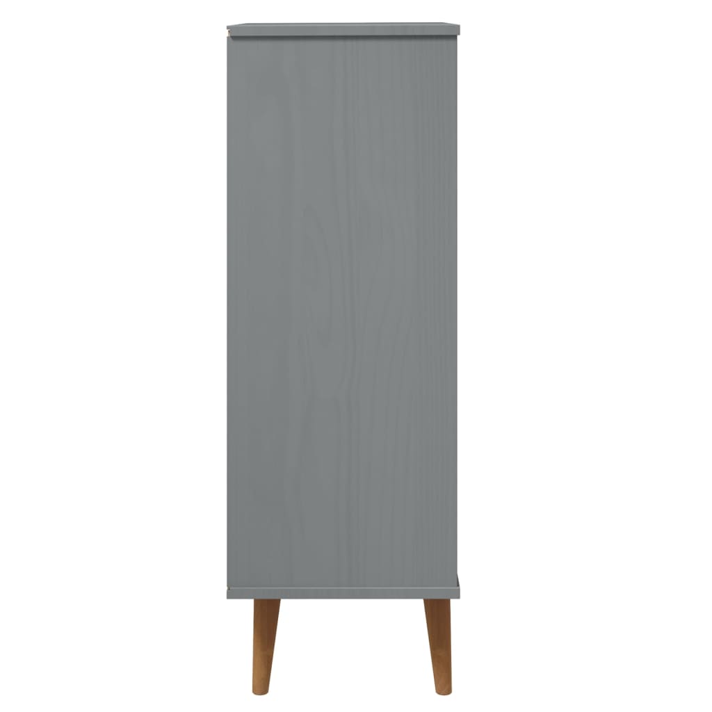Schuhschrank Molde 59,5X35X103 Cm Massivholz Kiefer Grau