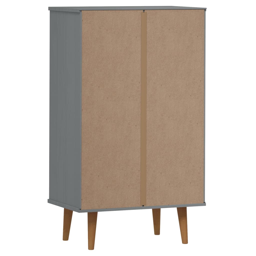 Schuhschrank Molde 59,5X35X103 Cm Massivholz Kiefer Grau