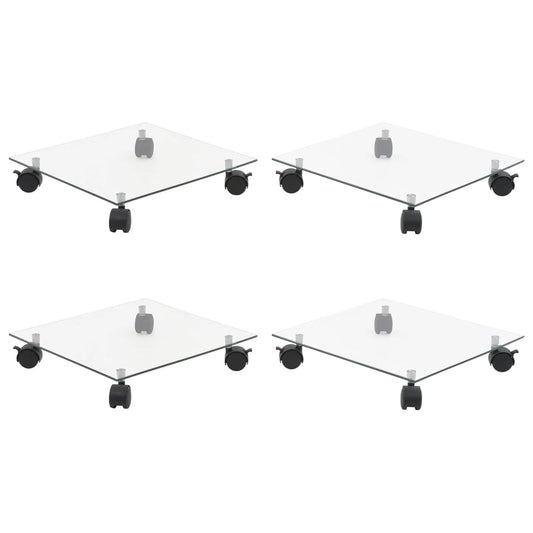 Pflanzenroller 4 Stk. 35X35 Cm Hartglas Quadratisch