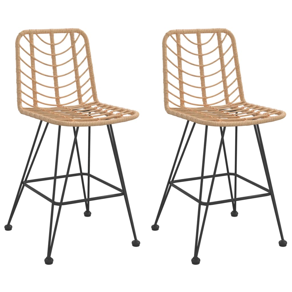Barhocker 2 Stk. 45X56X103,5 Cm Pe-Rattan Und Stahl