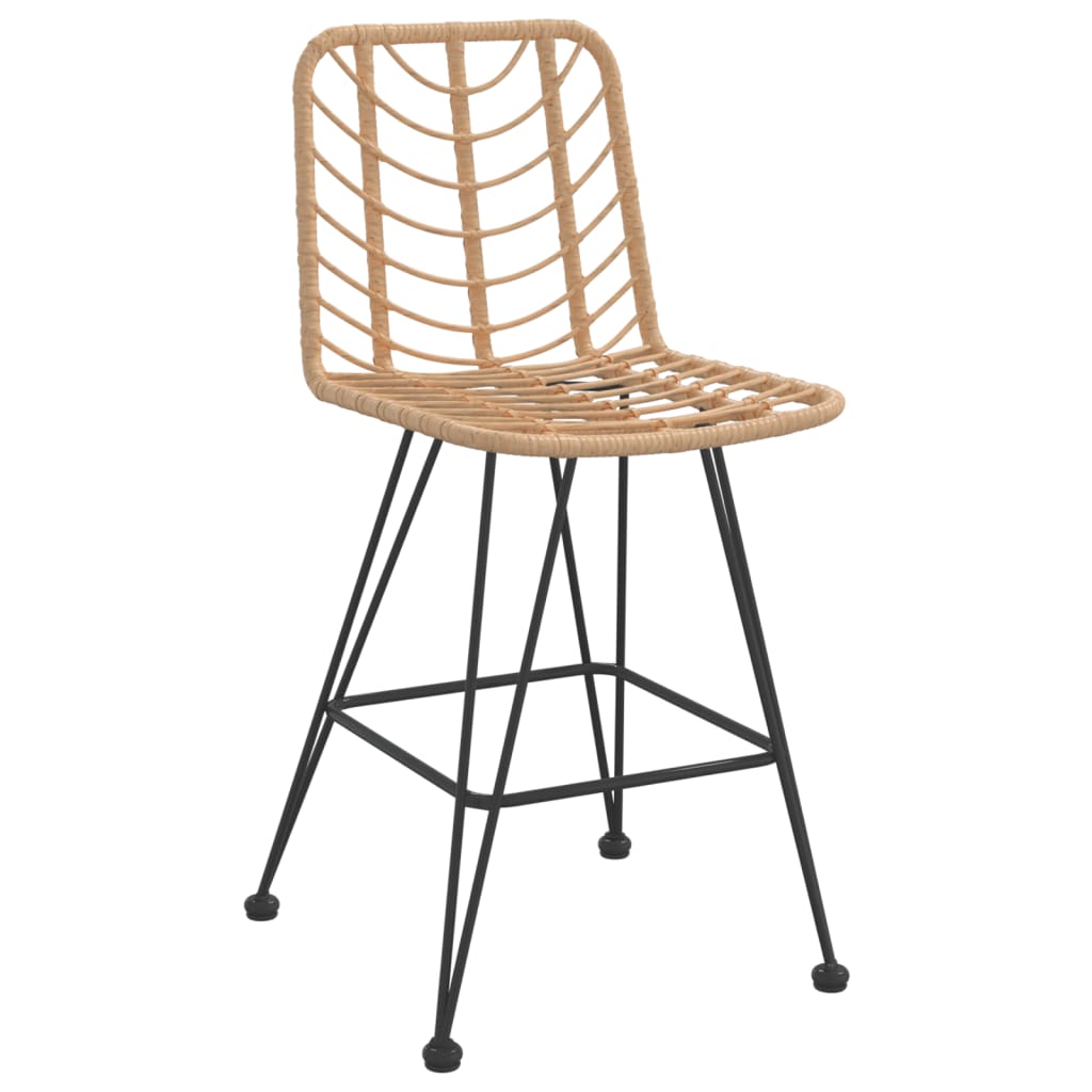 Barhocker 2 Stk. 45X56X103,5 Cm Pe-Rattan Und Stahl