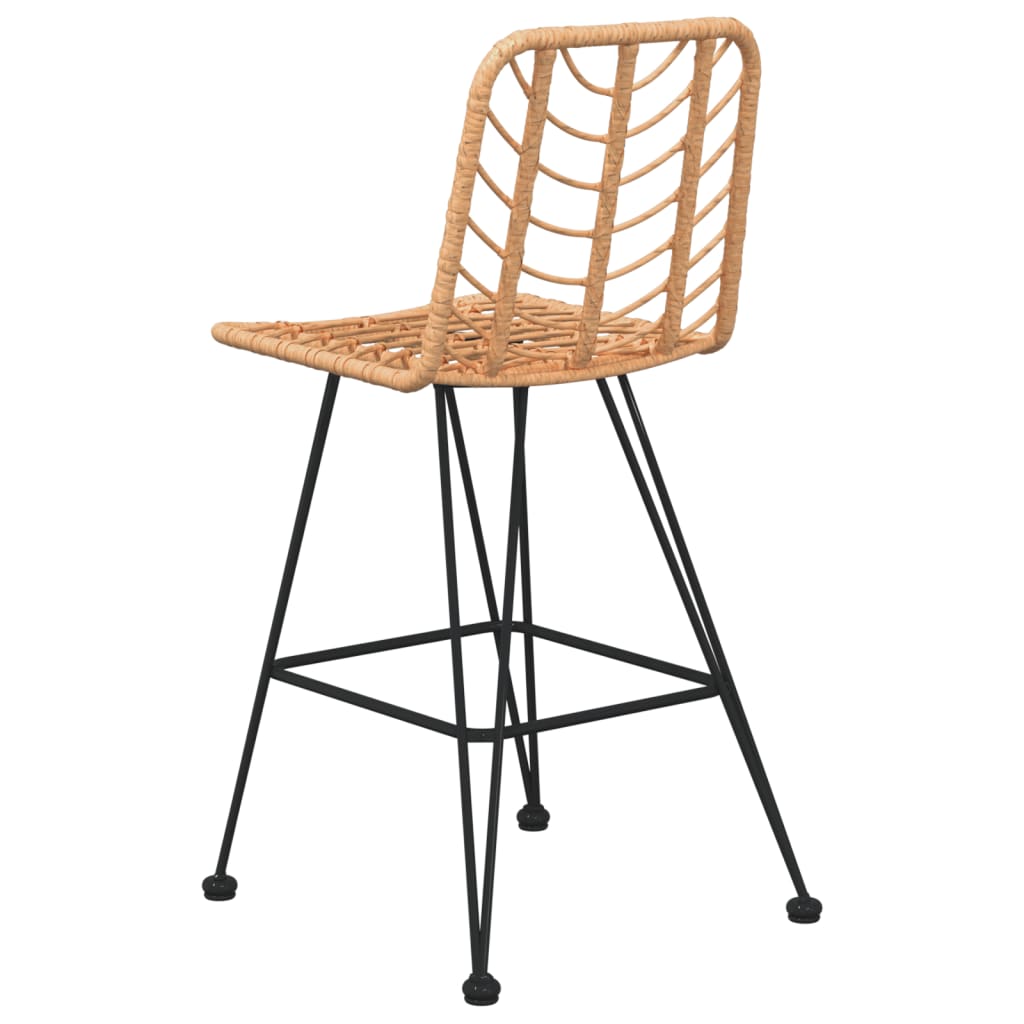 Barhocker 2 Stk. 45X56X103,5 Cm Pe-Rattan Und Stahl